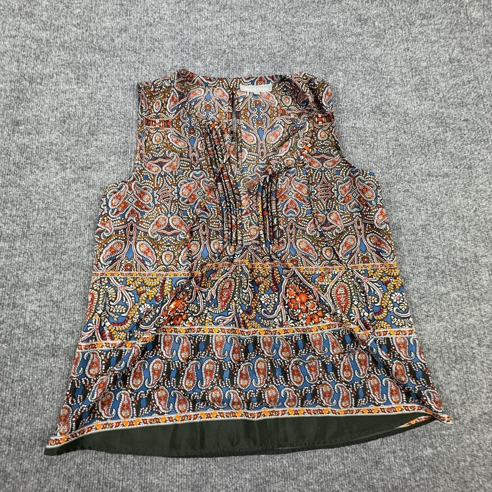 Daniel Rainn Blouse Womens Large Multicolor Paisley Chiffon V Neck Top